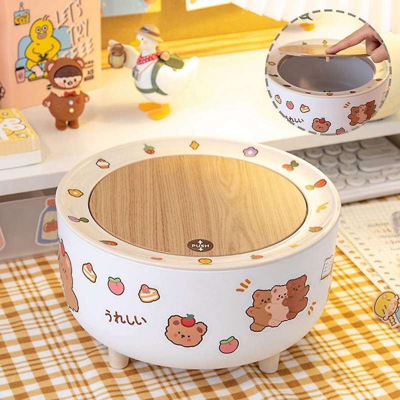 Kawaii Style Desktop Garbage Can Table Cute Mini Cover Storage Box Small Paper Basket on the Desk wi
