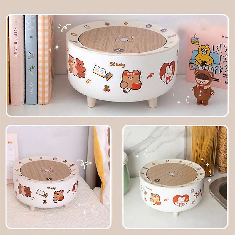 Kawaii Style Desktop Garbage Can Table Cute Mini Cover Storage Box Small Paper Basket on the Desk wi