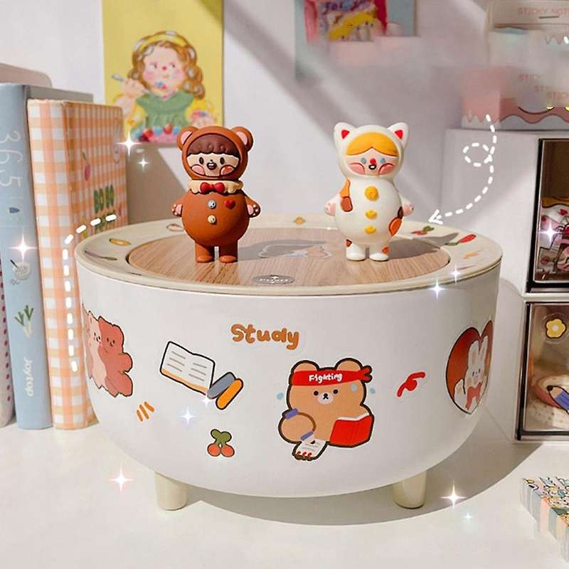 Kawaii Style Desktop Garbage Can Table Cute Mini Cover Storage Box Small Paper Basket on the Desk wi