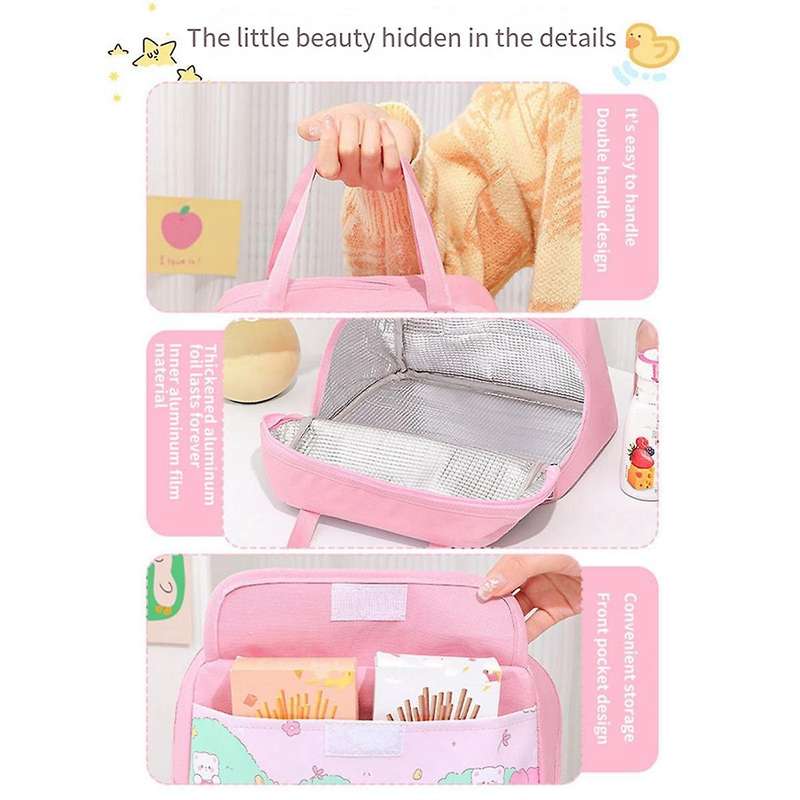 Kawaii Portable Lunch Bag Purple Insulated Lunch Container for Women Adult Work Outdoor Camping