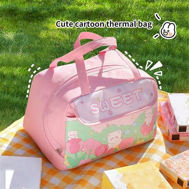 Kawaii Portable Lunch Bag Purple Insulated Lunch Container for Women Adult Work Outdoor Camping