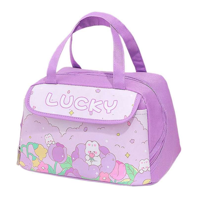 Kawaii Portable Lunch Bag Purple Insulated Lunch Container for Women Adult Work Outdoor Camping