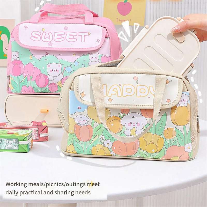 Kawaii Portable Lunch Bag Purple Insulated Lunch Container for Women Adult Work Outdoor Camping