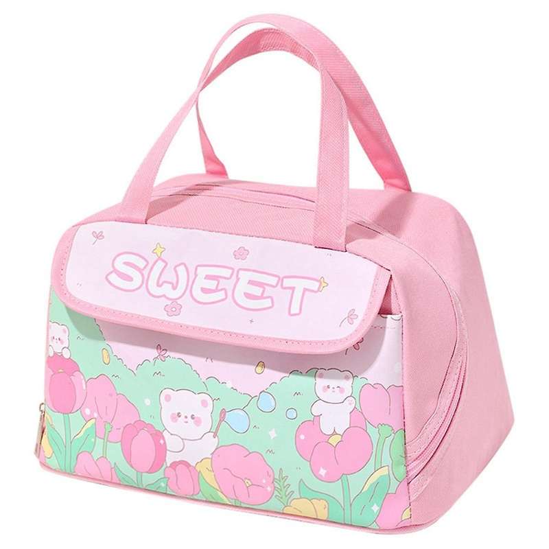Kawaii Portable Lunch Bag Pink Insulated Lunch Container for Women Adult Work Outdoor Camping