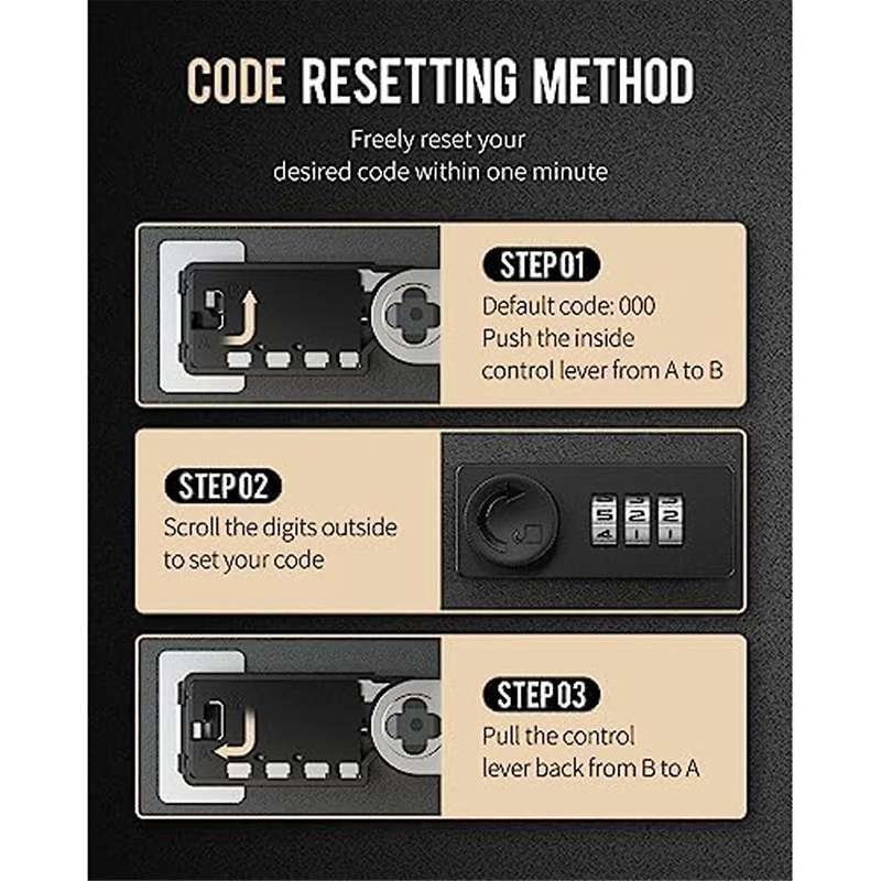 Key Cabinet with Combination Lock Wall-mounted Key Storage Box with Resettable Combination Black Dig