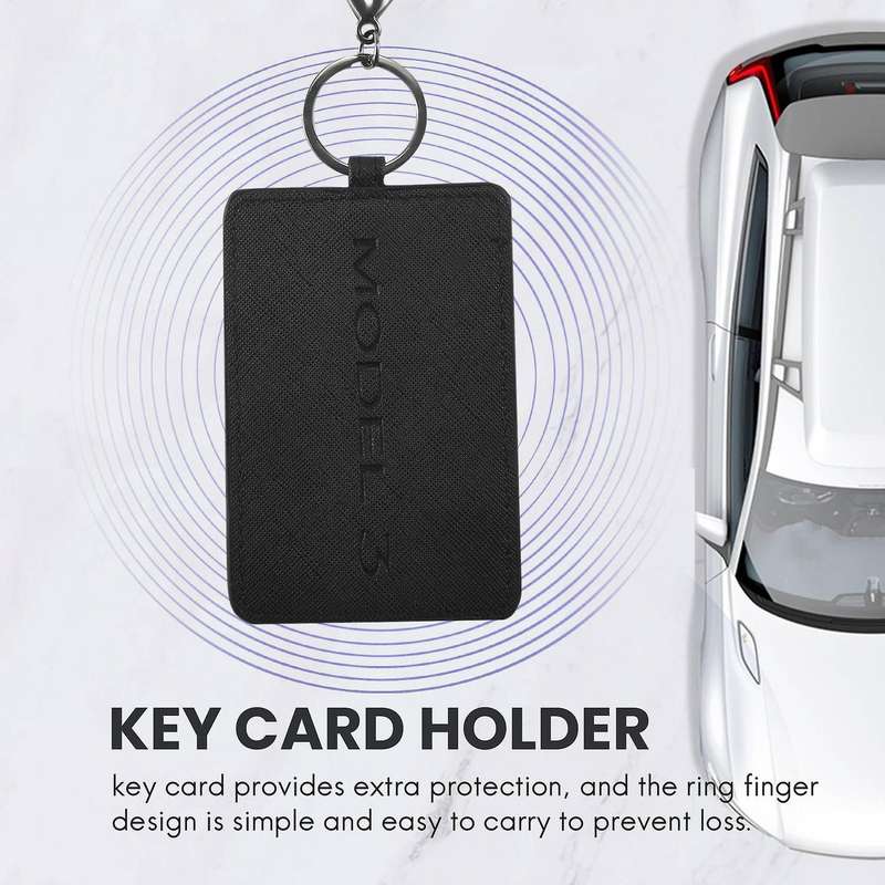 Key Card Holder for , Anti-Dust Light Leather with Keychain for Accessories Black