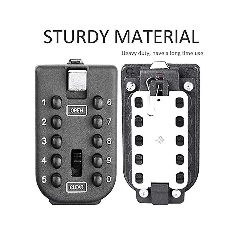 Key Lock Box for Outside Wall Mount, Key Storage Box, 10-digits Combination Lockbox Button Key Box