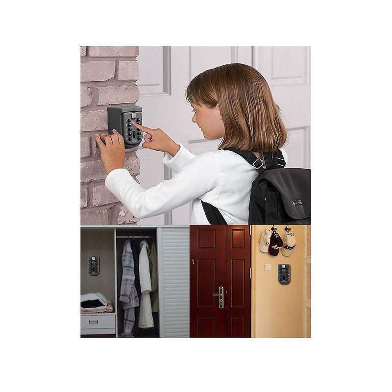 Key Lock Box for Outside Wall Mount, Key Storage Box, 10-digits Combination Lockbox Button Key Box