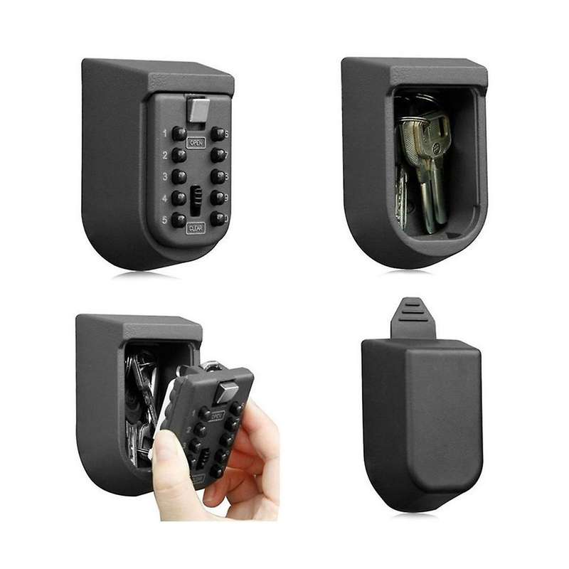 Key Lock Box for Outside Wall Mount, Key Storage Box, 10-digits Combination Lockbox Button Key Box
