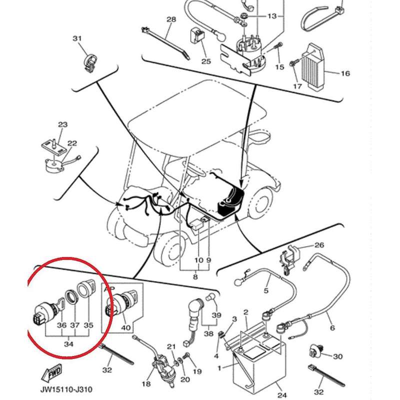 Key Switch Assembly for G29,Electric & Gas Golf Cart, Replace JW1-H2510-00,G29