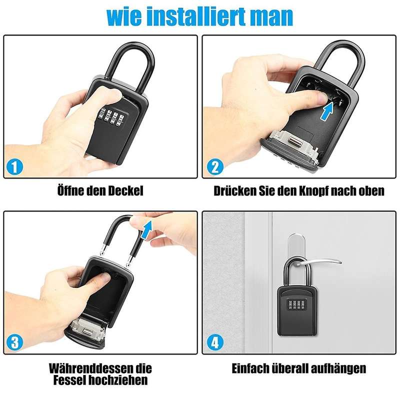 Key Safe with Shackle,Waterproof Key Cabinet Key Box for Outdoor Combination Key Safe for Home, Gara