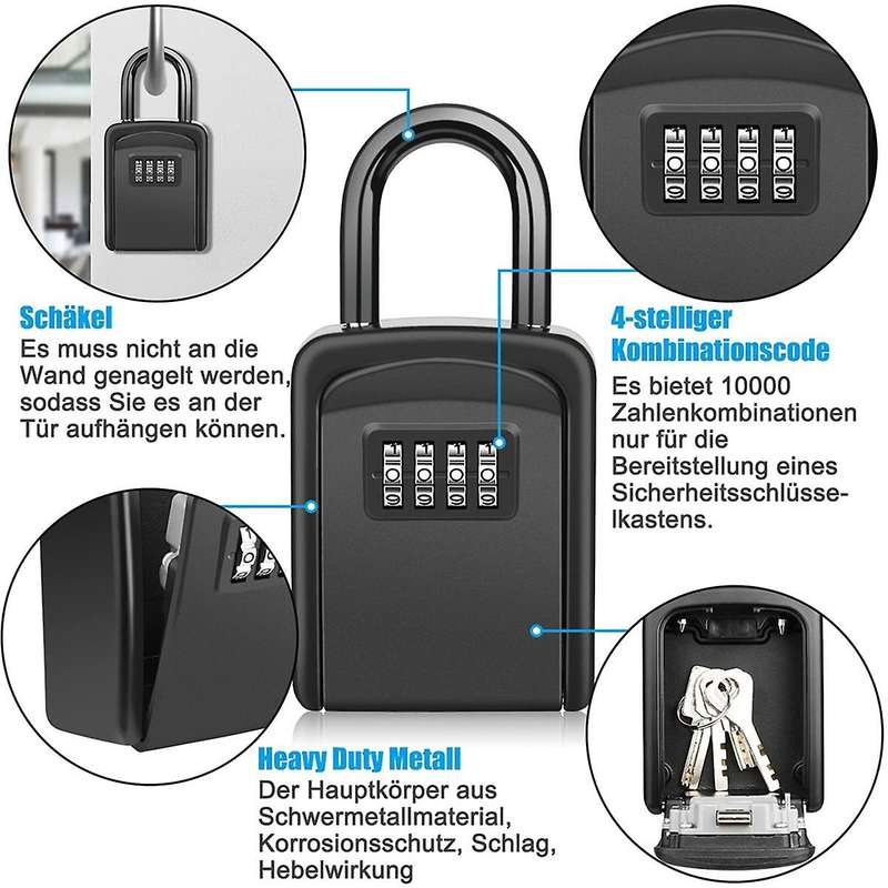 Key Safe with Shackle,Waterproof Key Cabinet Key Box for Outdoor Combination Key Safe for Home, Gara