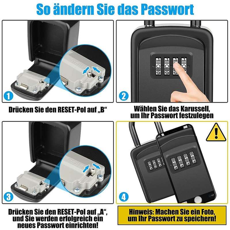 Key Safe with Shackle,Waterproof Key Cabinet Key Box for Outdoor Combination Key Safe for Home, Gara