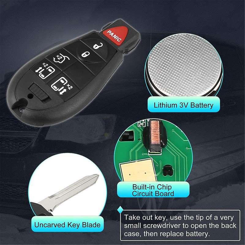 Keyless Entry Remote Car Key Fob M3N5WY783X for Grand Caravan for Town and Country, 6 Buttons