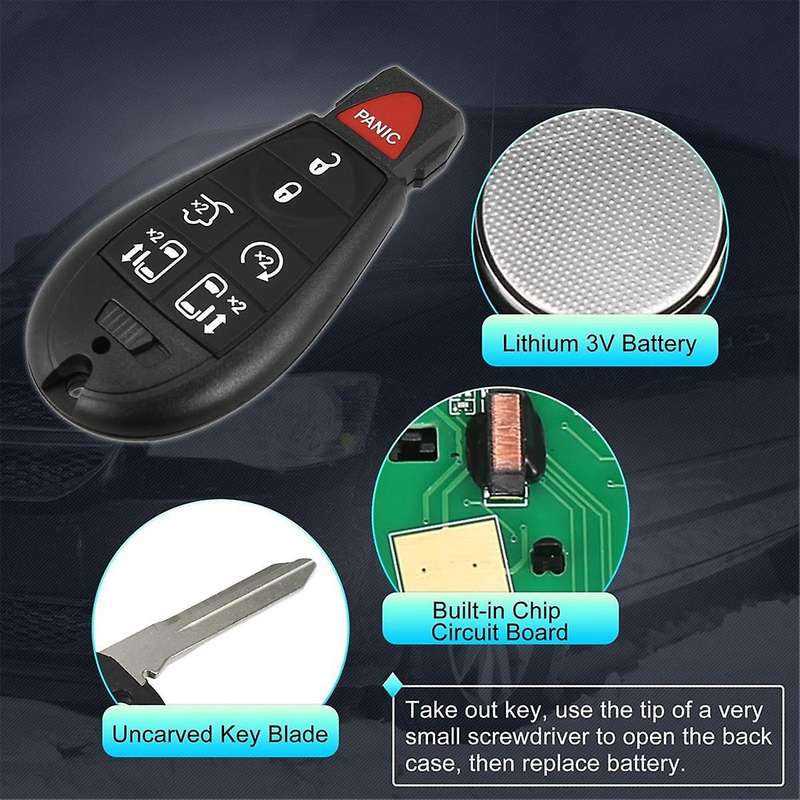 Keyless Entry Remote Car Key Fob M3N5WY783X for Grand Caravan for Town and Country, 7 Buttons