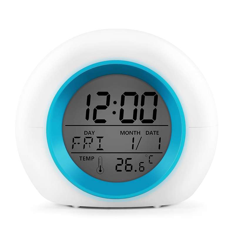 Kids Alarm Clock - Wake Up Light Digital Clock with 7 Colors Changing, Press Control and Snooze Func