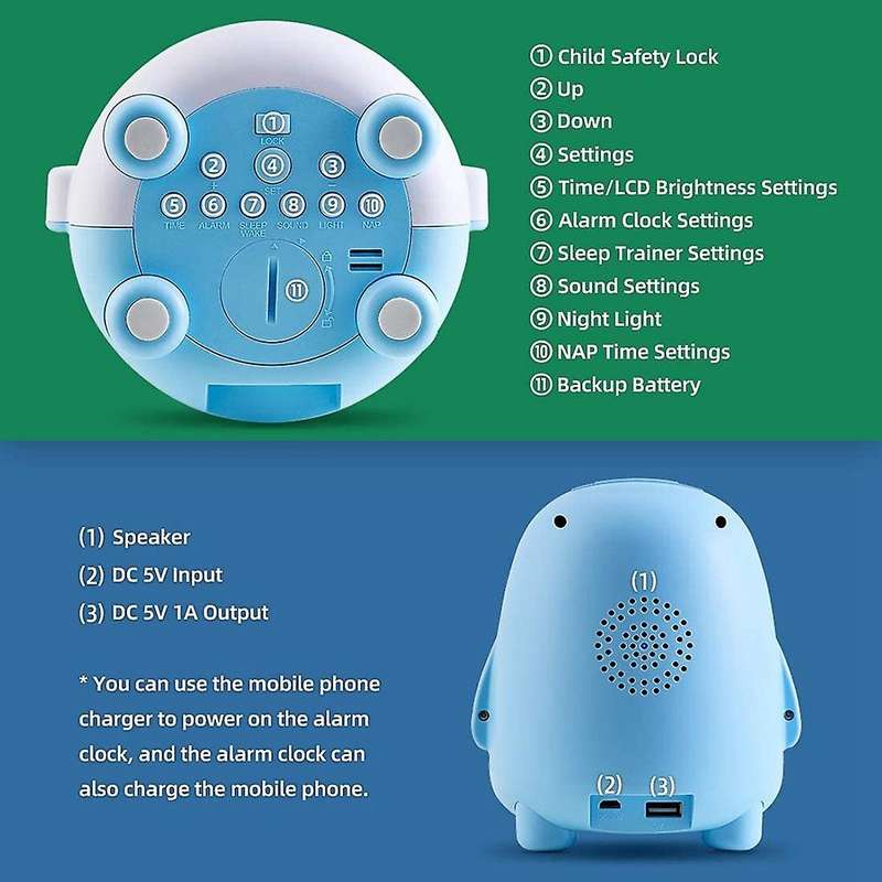 Kids Alarm Clock, Alarm Clock for Kids, Ready to Wake Up Sleep Trainer, Colorful Night Light, Nap Ti