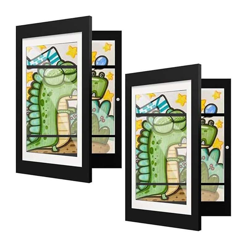 Kids Art Frames, 2 Pack Kids Artwork Frames Changeable, Artwork Display Storage A4 Picture Frames Fr