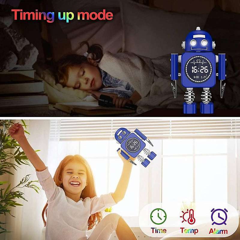 Kids Alarm Clock, Robot Alarm Clock for Children Sleep Trainer, Digital Alarm Clock,Alarm Clock with