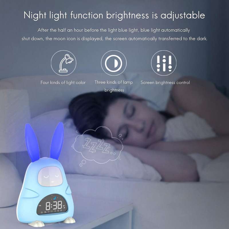 Kids Alarm Clock,Children's Sleep Trainer with Night Light,Sleep Timer, Alarm Clock for Kids Girls B