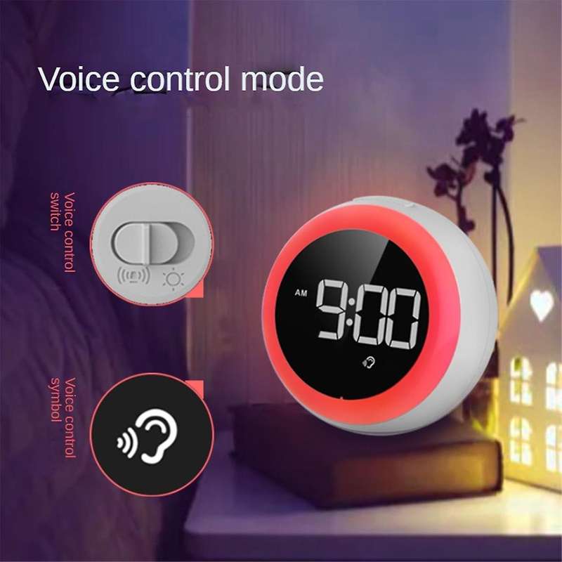 Kids Alarm Clock,dual Alarm Setting,adjustable Brightness Night Light,voice-activated, Alarm Clock,