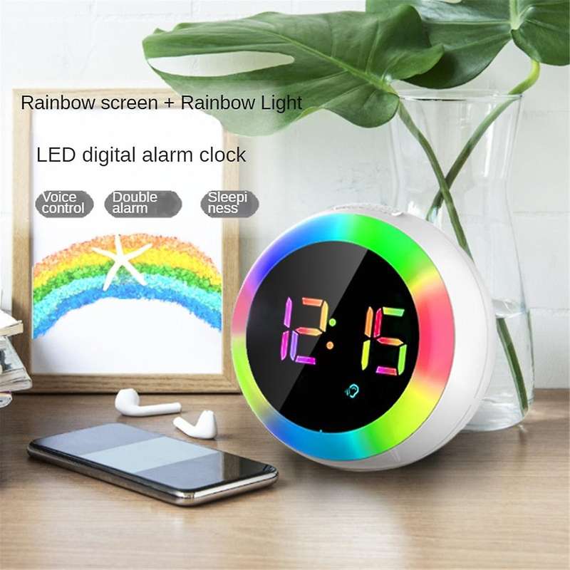 Kids Alarm Clock,Dual Alarm Setting,Adjustable Brightness Night Light,Voice-Activated, Alarm Clock,