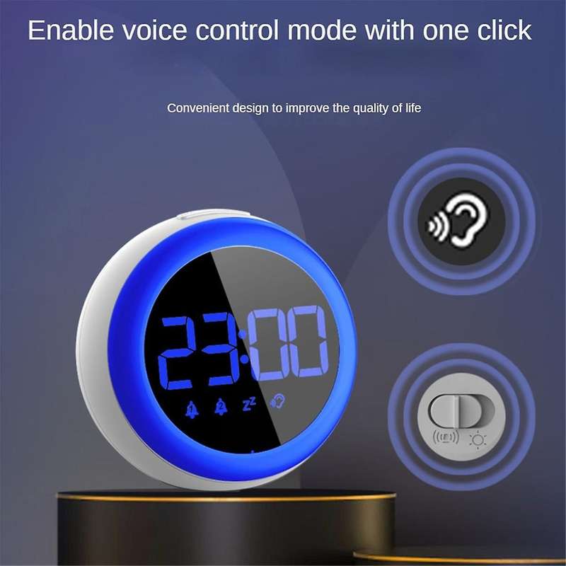Kids Alarm Clock,Dual Alarm Setting,Adjustable Brightness Night Light,Voice-Activated, Alarm Clock,