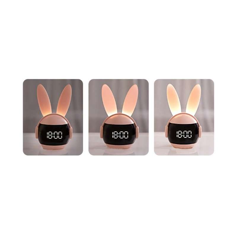 Kids Bedroom Alarm Clock Cute Bunny Wake Up Light Nap Timer Rechargeable Alarm Clock Rechargeable