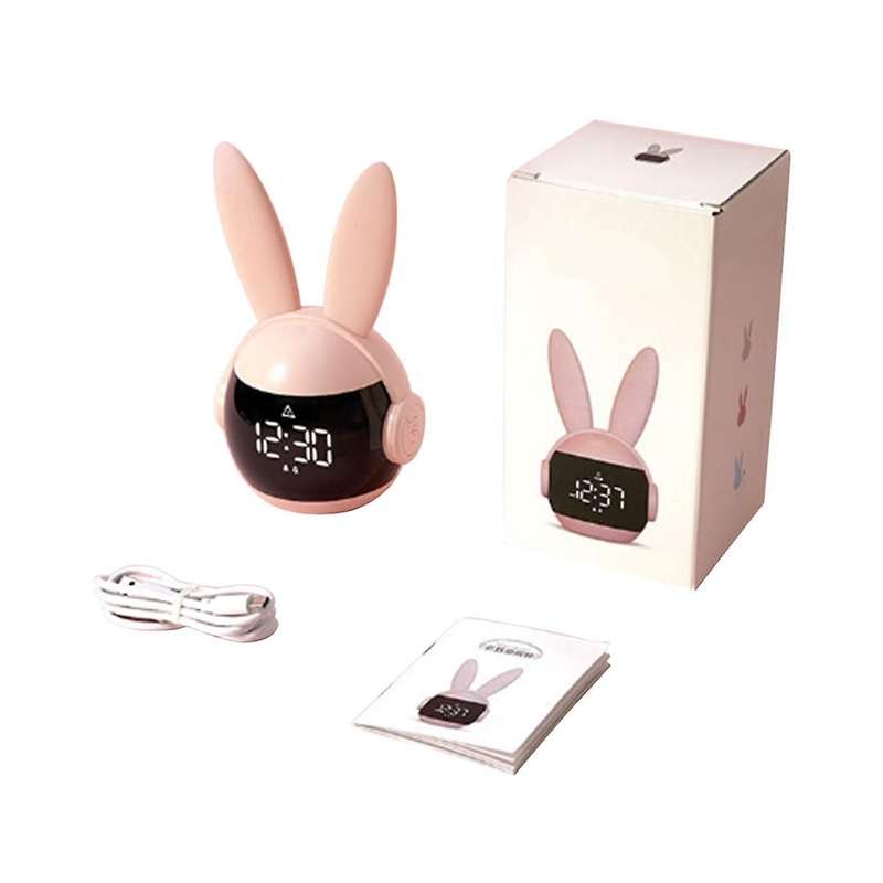 Kids Bedroom Alarm Clock Cute Bunny Wake Up Light Nap Timer Rechargeable Alarm Clock Rechargeable