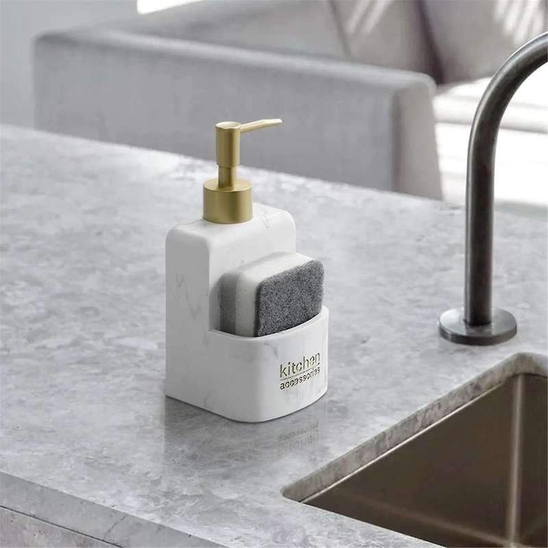 Kitchen Accessories Countertop Liquid Hand Soap Dispenser Pump Bottle with Storage Compartment Hold