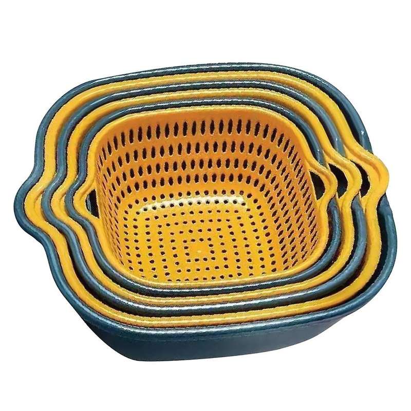 Kitchen Colander Bowl Pasta Strainer Plastic Fruit Bowl Colanders Three-Layer Draining Bowl Vegetabl