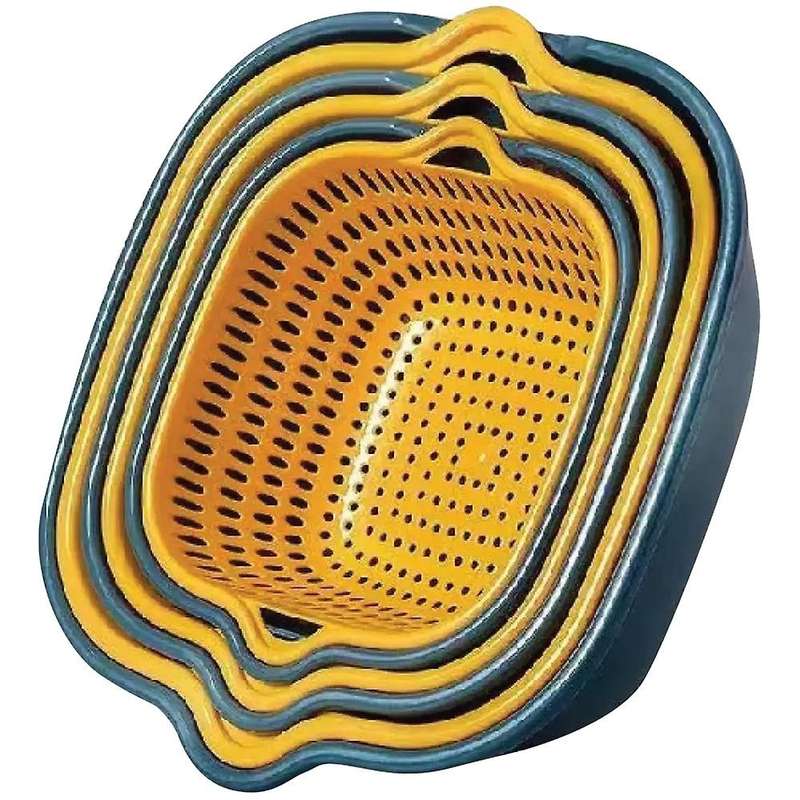 Kitchen Colander Bowl Pasta Strainer Plastic Fruit Bowl Colanders Three-Layer Draining Bowl Vegetabl