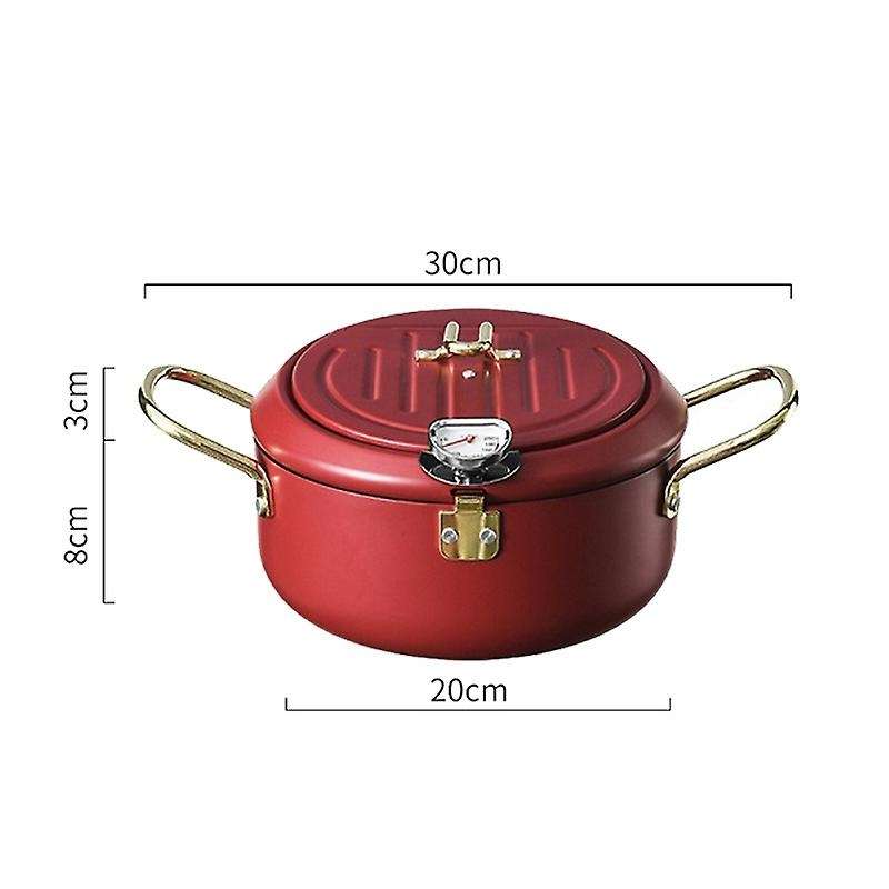 Kitchen Deep Frying Pot with Lid and Thermometer Non Stick Tempura Deep Fryer Stainless Steel Tempu