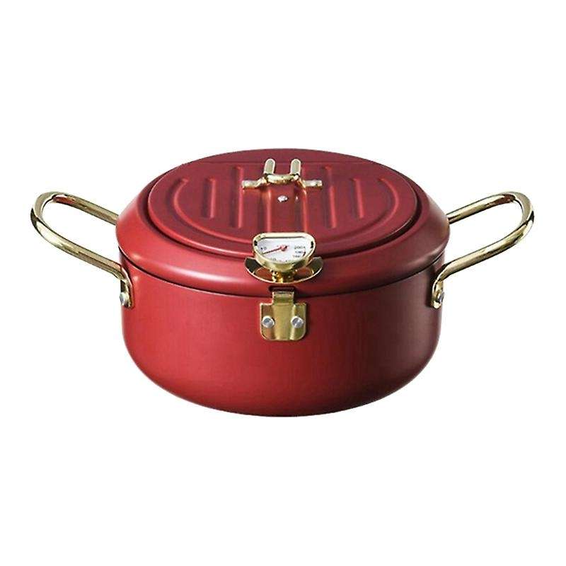Kitchen Deep Frying Pot with Lid and Thermometer Non Stick Tempura Deep Fryer Stainless Steel Tempu