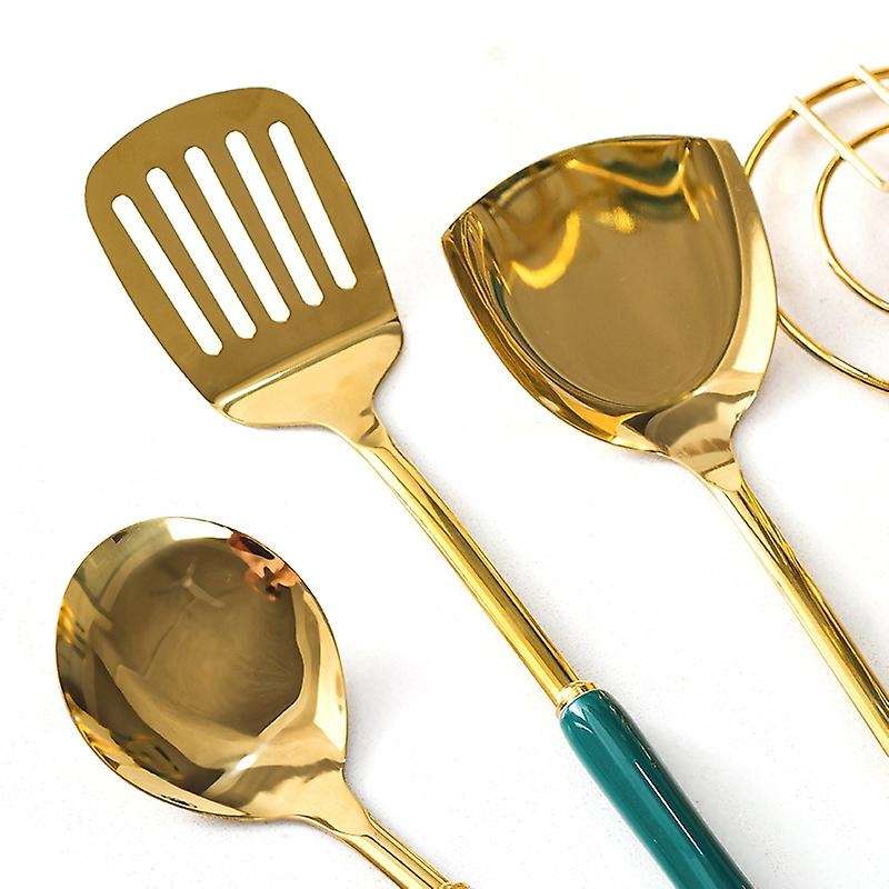 Kitchen Cooking Tool Heat-Resistant Cookware Stainless Steel Spoon Spatula Ceramic Handle,A