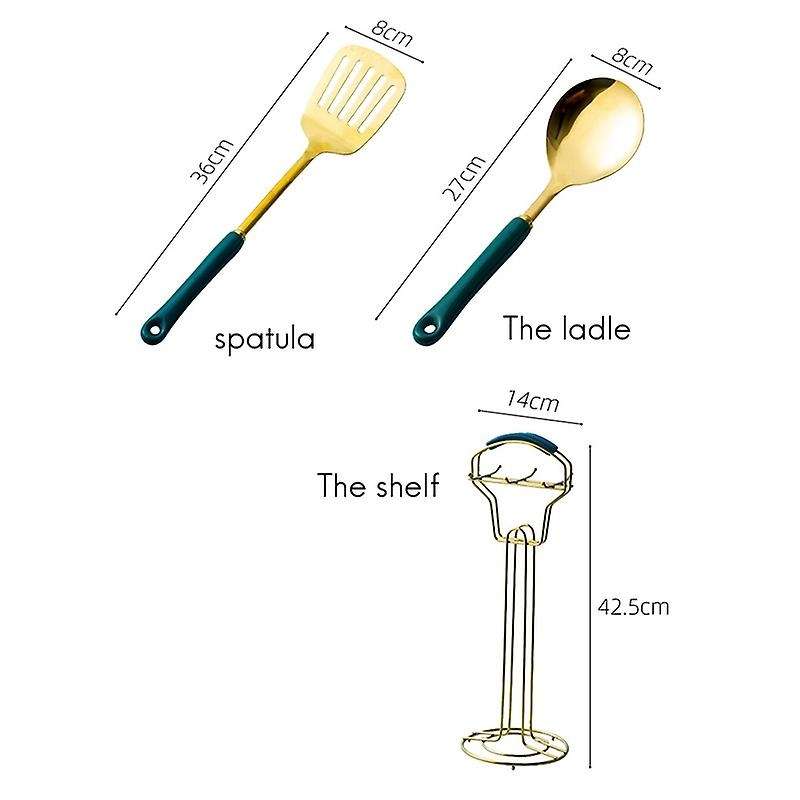 Kitchen Cooking Tool Heat-Resistant Cookware Stainless Steel Spoon Spatula Ceramic Handle,A