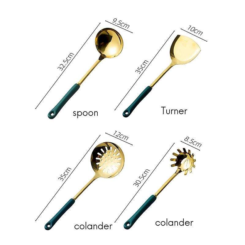 Kitchen Cooking Tool Heat-Resistant Cookware Stainless Steel Spoon Spatula Ceramic Handle,A