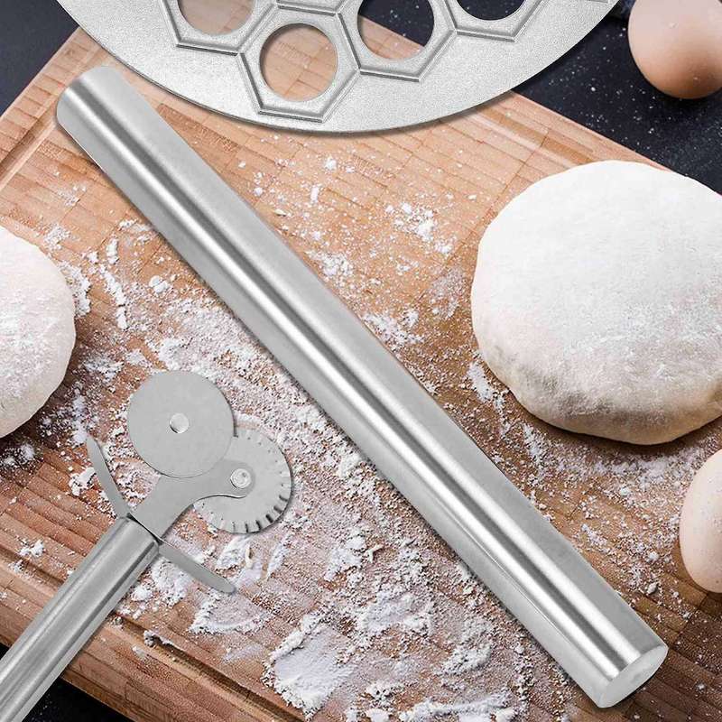Kitchen DIY Tools 37 Holes Dumplings Maker Mold Aluminum Ravioli Mold Dough Cutter Rolling Pin Make