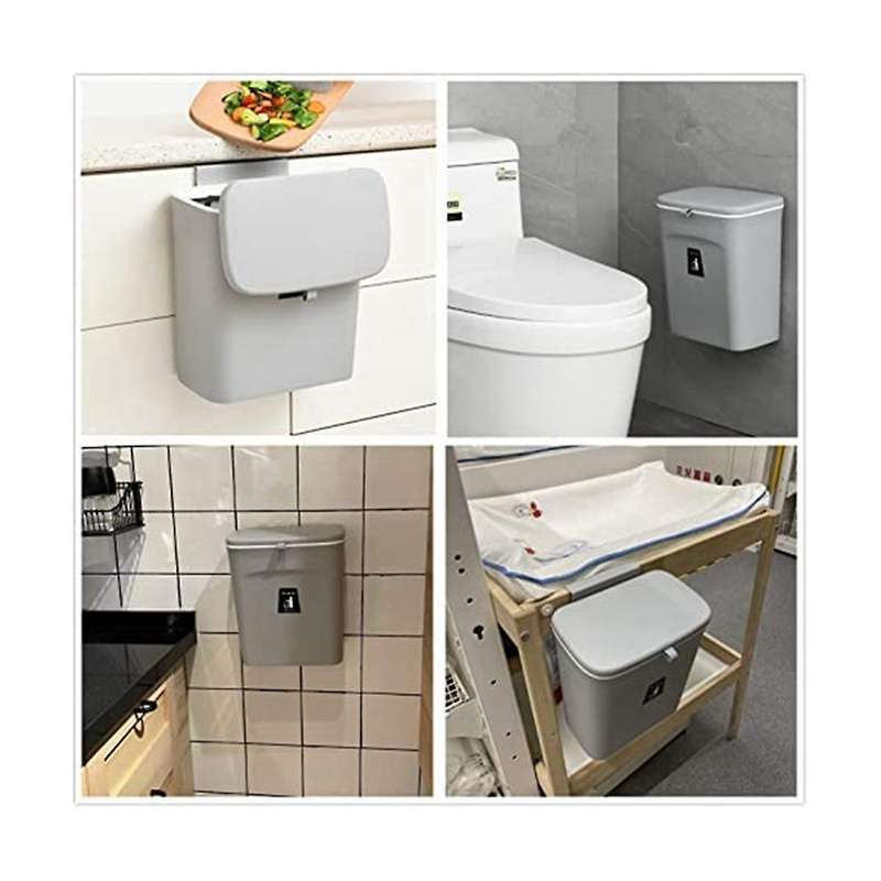 Kitchen Compost Bin, 9l Trash Bin, Countertop Or Under Sink, Hanging Small Trash Bin with Lid for B
