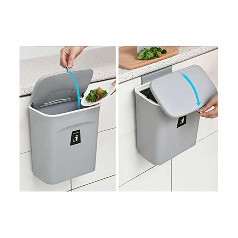 Kitchen Compost Bin, 9l Trash Bin, Countertop Or Under Sink, Hanging Small Trash Bin with Lid for B