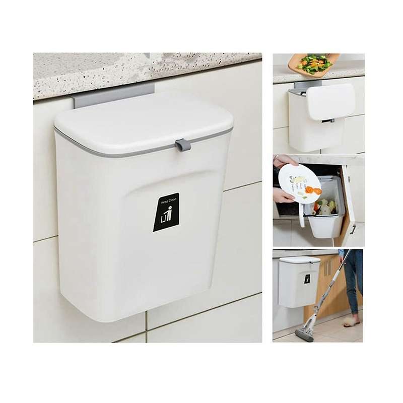 Kitchen Compost Bin, 9l Trash Bin, Countertop Or Under Sink, Hanging Small Trash Bin with Lid for B