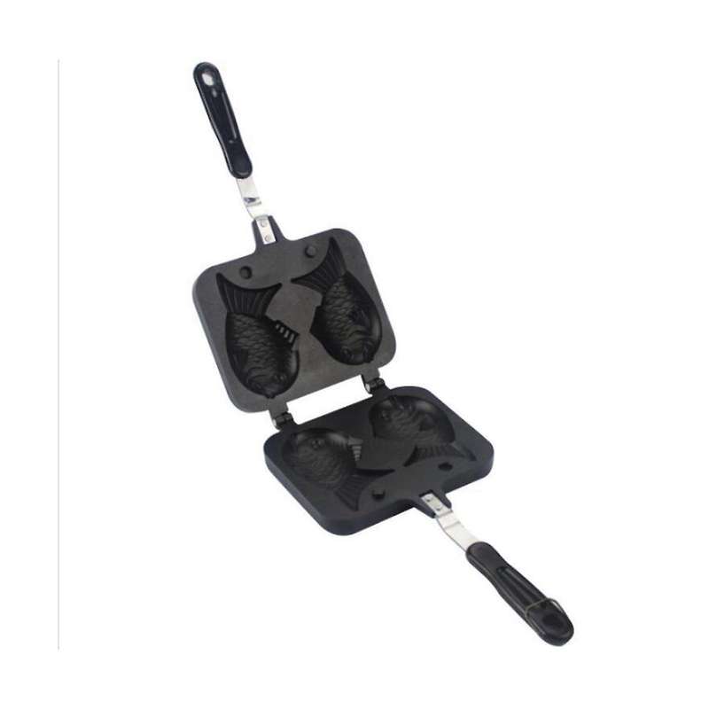 Kitchen Japanese Taiyaki Fish Shaped Hot Dessert Waffle Cake Maker Pan Pancake Double Pan Fry Pan Wa