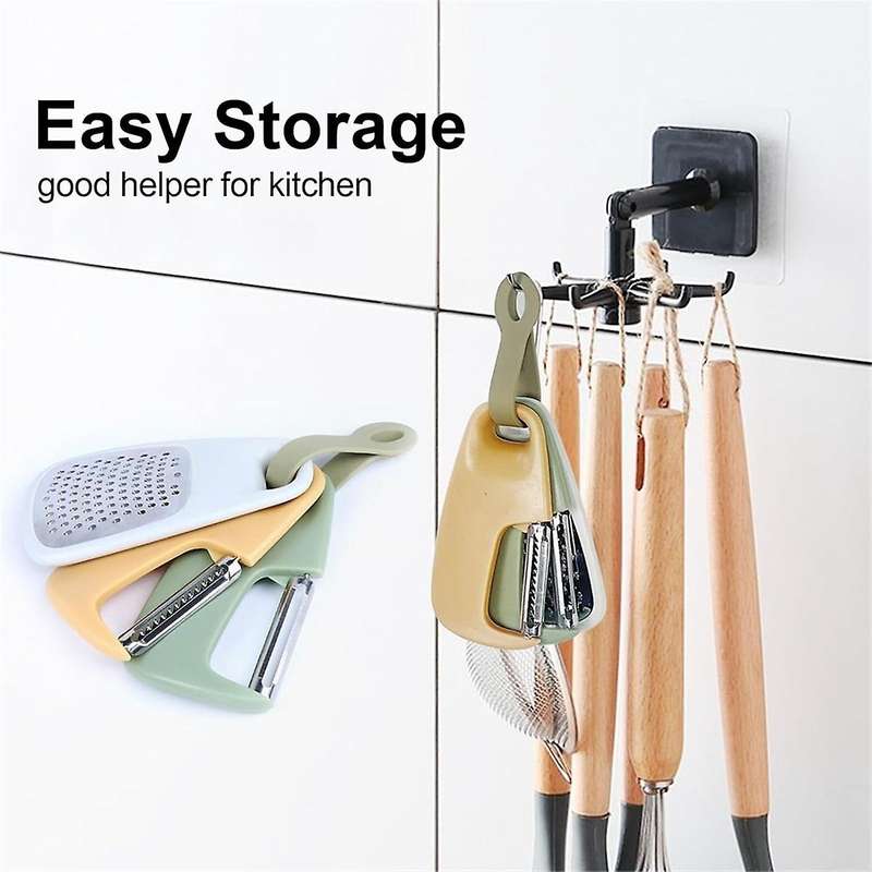 Kitchen Gadgets Set 3 Pieces,Vegetable Peeler,Julienne Peeler,Garlic/Ginger Grinder,Stackable Cookin