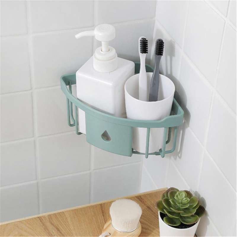 Kitchen Free Hole Shelf Bathroom Bathtub Wall Mounted Storage Rack Organizer Accessories Shower Corn