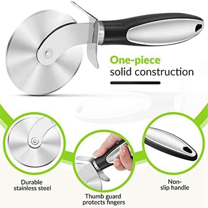 Kitchen Large-Pizza Cutter Wheel, Stainless Steel Pizza Slicer, Blade Pizza Wheel with Non-Slip Hand
