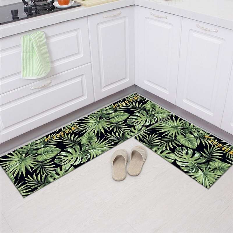 Kitchen Mat Rug Green Palm Leaves Tropical Plants for Living Bathroom Mat,Kitchen Carpets Long Strip