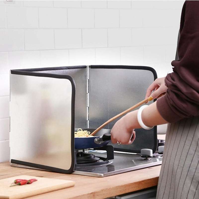 Kitchen Oil Baffle Anti Splatter Shield Guard Folding Oil Anti-Splash Block 3-Sided Heat Oil Gas Sto