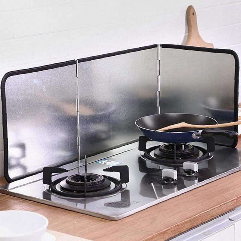 Kitchen Oil Baffle Anti Splatter Shield Guard Folding Oil Anti-Splash Block 3-Sided Heat Oil Gas Sto