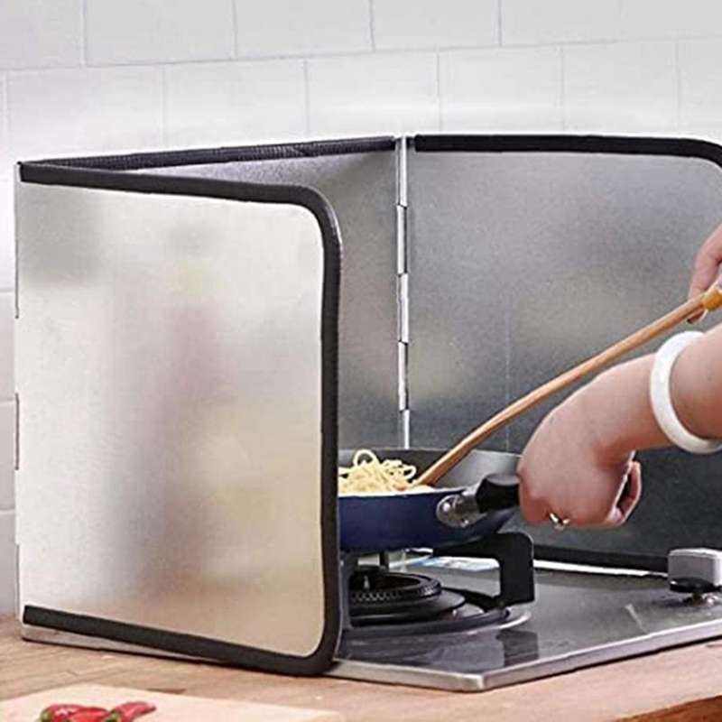 Kitchen Oil Baffle Anti Splatter Shield Guard Folding Oil Anti-Splash Block 3-Sided Heat Oil Gas Sto