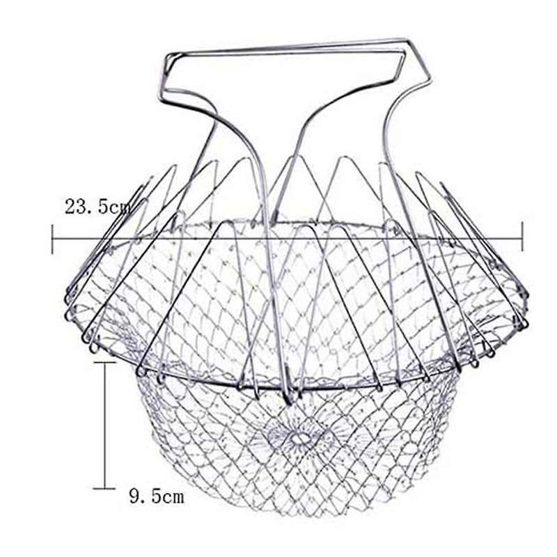 Kitchen Multi-function Poaching Boiling Deep Frying Basket, Household Folding Draining Basket